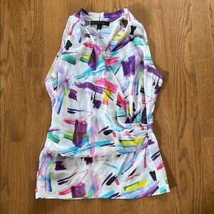 Lafayette 148 New York Colorful Abstract Blouse